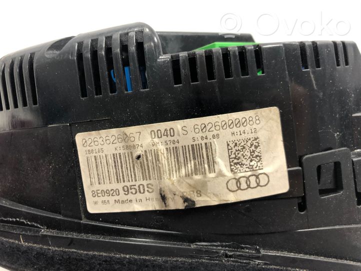 Audi A4 S4 B7 8E 8H Tachimetro (quadro strumenti) 8E0920950S