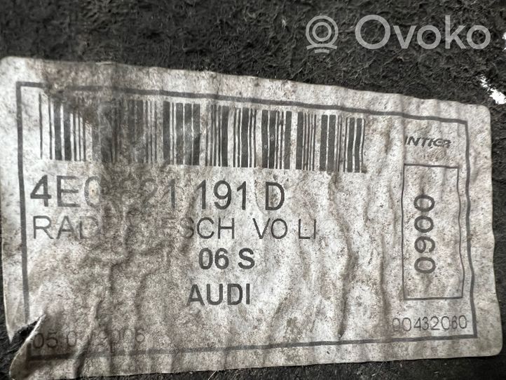 Audi A8 S8 D3 4E Etupyörän sisälokasuojat 4E0821191D