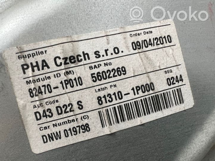 KIA Venga Mechanizm podnoszenia szyby przedniej bez silnika 813101P000