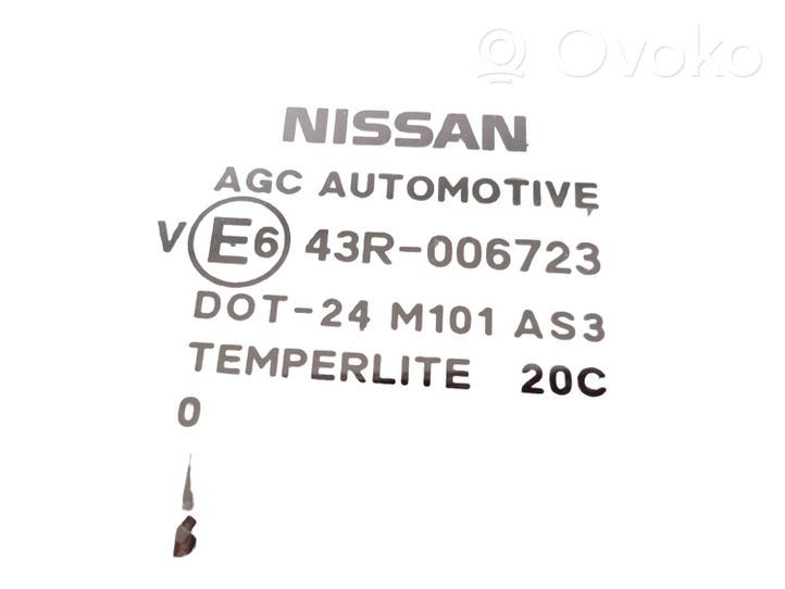 Nissan Qashqai Aizmugurējais virsbūves sānu stikls 43R006723