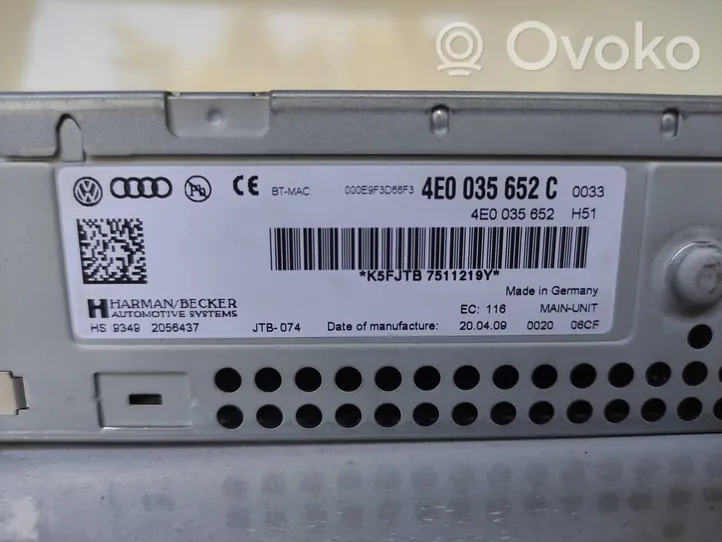 Audi A6 S6 C6 4F Radio/CD/DVD/GPS-pääyksikkö 4E0035652C