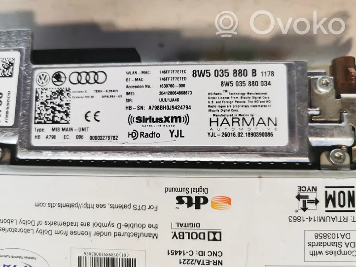 Audi Q5 SQ5 GPS-navigaation ohjainlaite/moduuli 8W5035880B