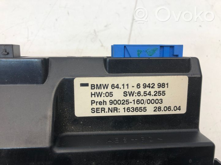 BMW 7 E65 E66 Oro kondicionieriaus/ klimato/ pečiuko valdymo blokas (salone) 6942981