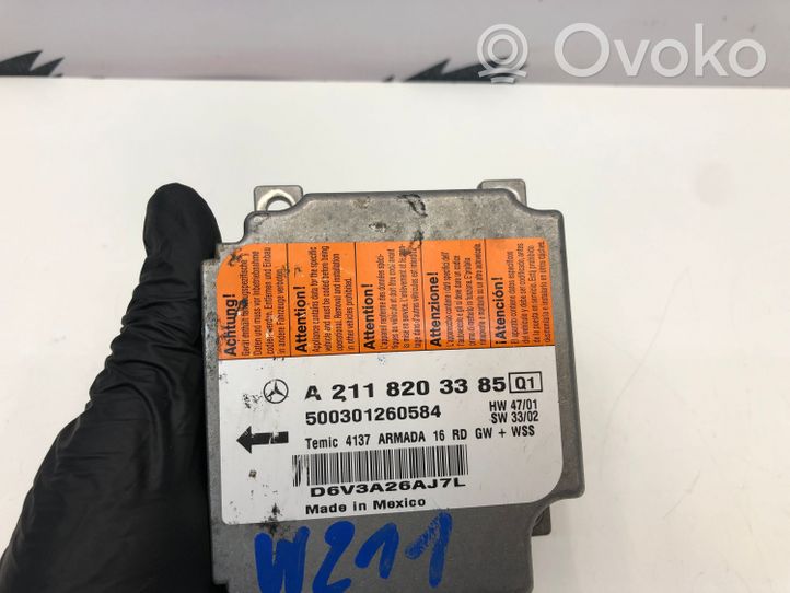 Mercedes-Benz E W211 Module de contrôle airbag 2118203385