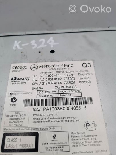 Mercedes-Benz E A207 Unidad delantera de radio/CD/DVD/GPS A2129004910