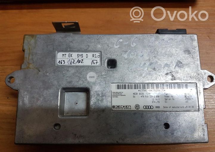 Audi A6 S6 C6 4F Module d'unité de commande de console centrale 4E0035729