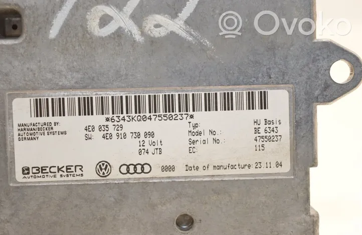 Audi A8 S8 D3 4E Unité de contrôle MMI BE6343