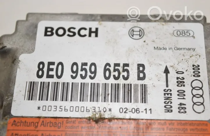 Audi A4 S4 B6 8E 8H Sterownik / Moduł Airbag 0285001483