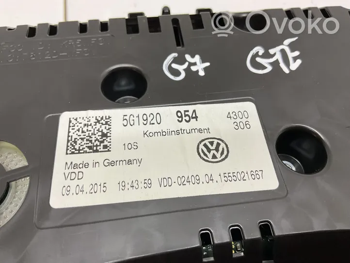 Volkswagen Golf VII Compteur de vitesse tableau de bord 5G1920954