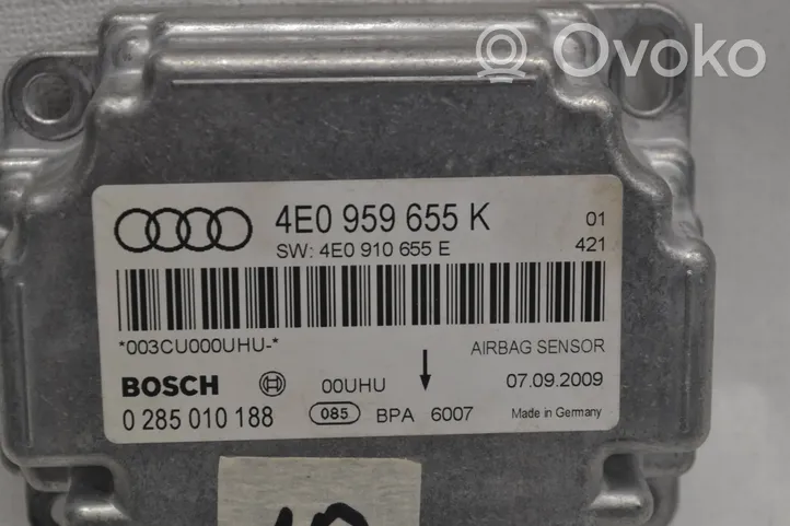 Audi A8 S8 D3 4E Turvatyynyn ohjainlaite/moduuli 4E0959655K