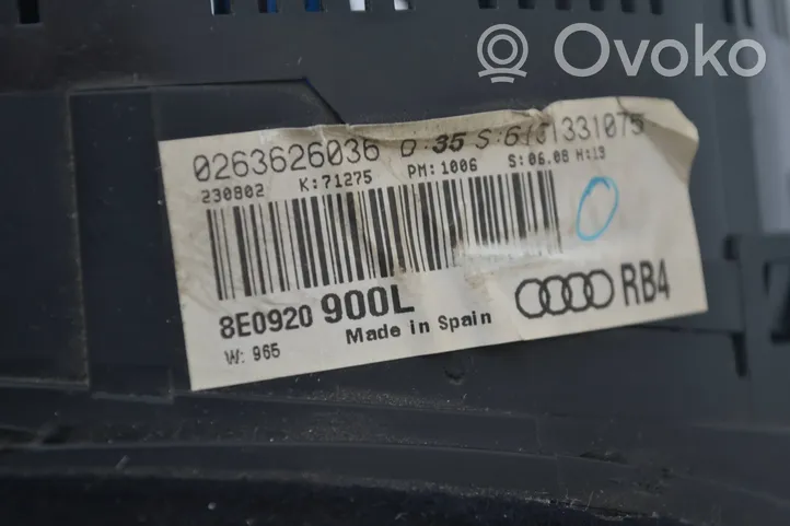 Audi A4 S4 B6 8E 8H Geschwindigkeitsmesser Cockpit 8E0920900L