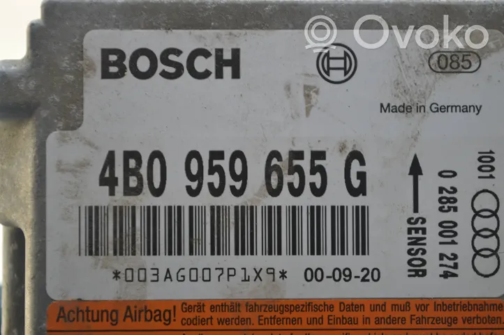 Audi A6 S6 C5 4B Turvatyynyn ohjainlaite/moduuli 4B0959655G