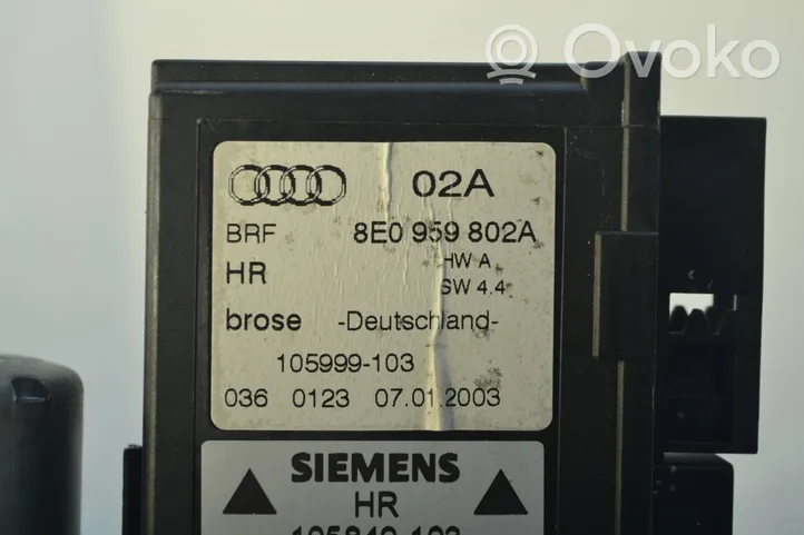 Audi A4 S4 B7 8E 8H Silniczek podnoszenia szyby drzwi tylnych 8E0959802A