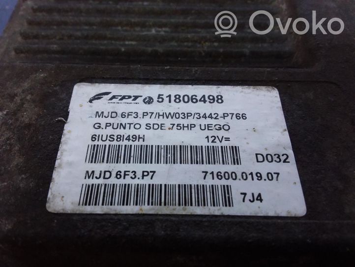 Fiat Punto (199) Komputer / Sterownik ECU silnika 7160001907