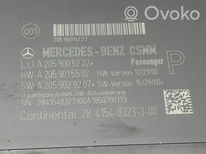 Mercedes-Benz GLC X253 C253 Modulo di controllo sedile A2059005222