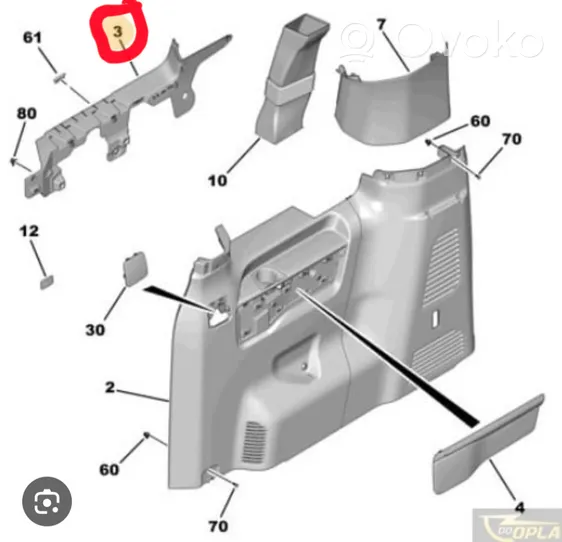 Toyota Proace Altro elemento di rivestimento bagagliaio/baule 98104140ZD