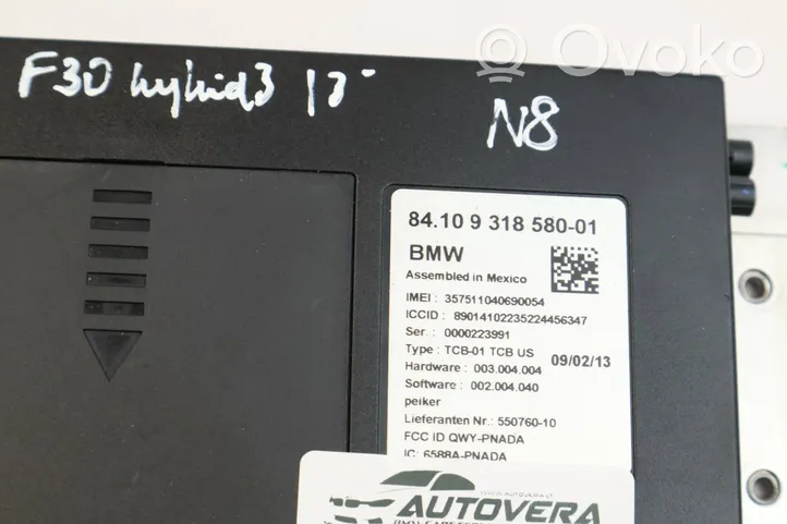 BMW 3 F30 F35 F31 Module unité de contrôle Bluetooth 9318580