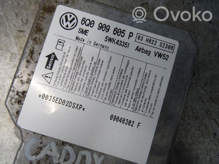 Volkswagen Caddy Sterownik / Moduł Airbag 6Q0909605P