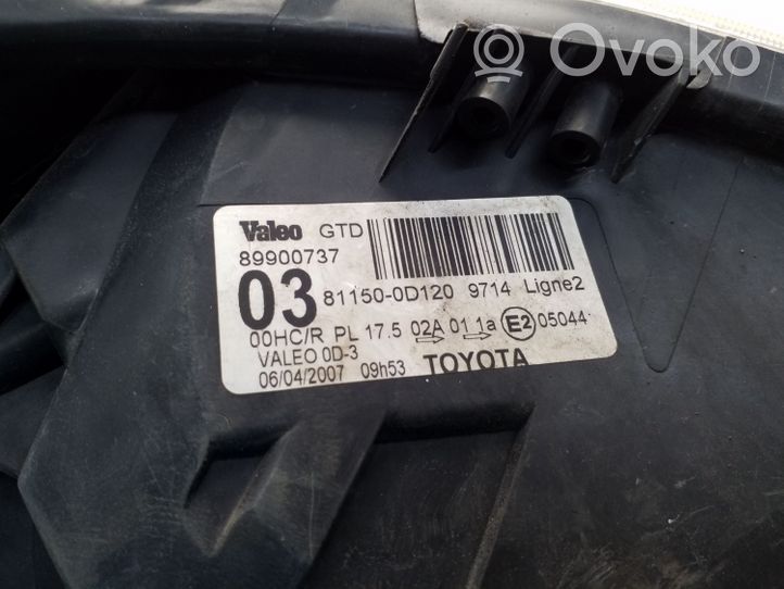 Toyota Yaris Priekšējais lukturis 811500D120