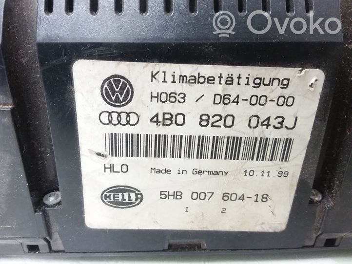 Audi A6 S6 C5 4B Ilmastoinnin ohjainlaite 4B0820043J