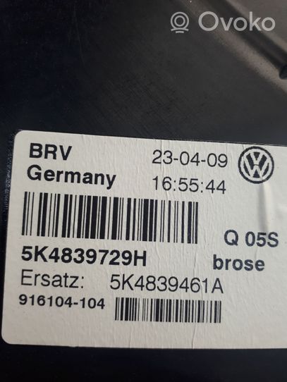 Volkswagen Golf VI Meccanismo di sollevamento del finestrino posteriore senza motorino 5K4839729H