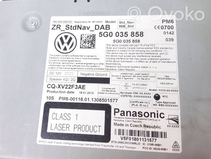 Volkswagen Golf VII Panel / Radioodtwarzacz CD/DVD/GPS 5G0035858