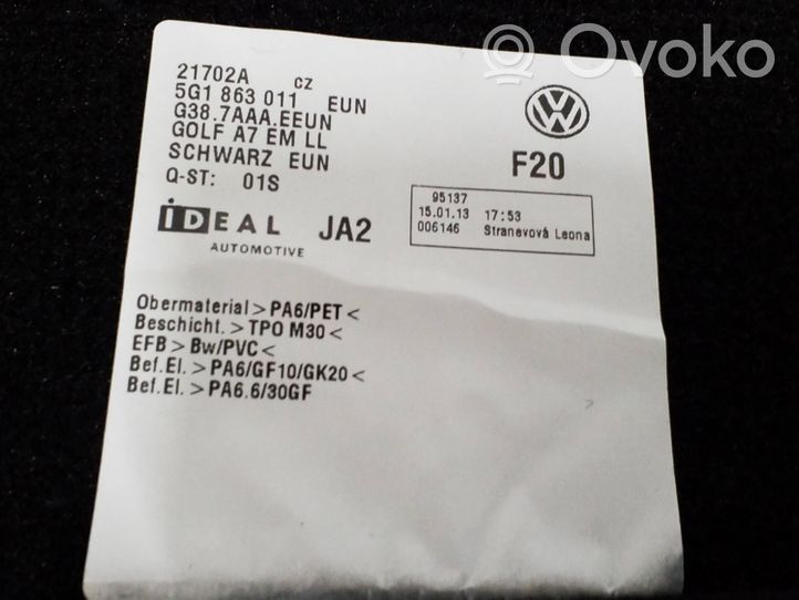 Volkswagen Golf VII Zestaw dywaników samochodowych 5G1863011