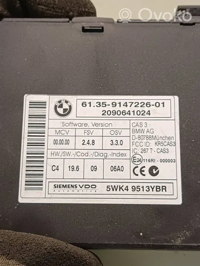 BMW 1 E81 E87 Unité de contrôle module CAS 9147226