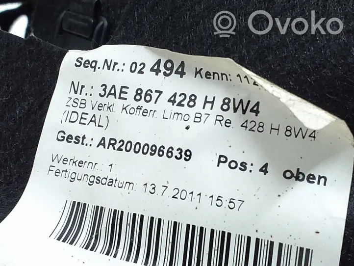 Volkswagen PASSAT B7 Tavaratilan sivuverhoilu 3AE867428H