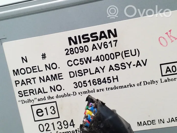 Nissan Primera Monitor / wyświetlacz / ekran 28090AV617