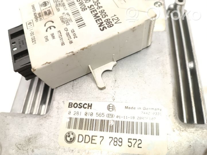 BMW 3 E46 Komputer / Sterownik ECU i komplet kluczy 0281010565