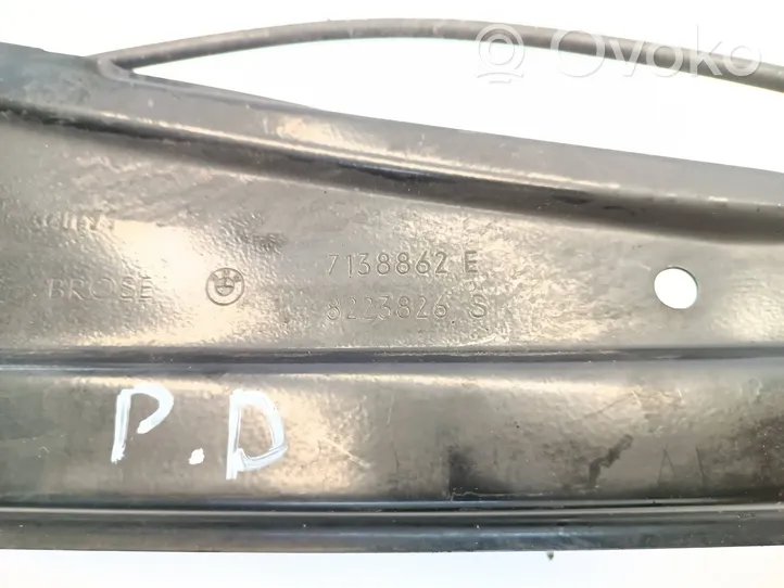 BMW 7 E65 E66 Mécanisme de lève-vitre avec moteur 7138862