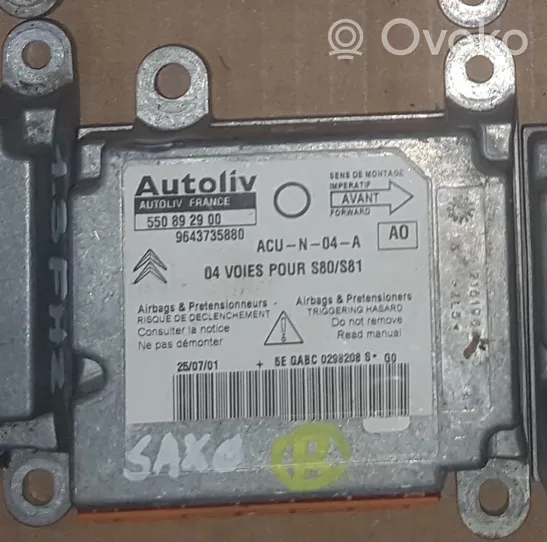 Citroen Saxo Module de contrôle airbag 9643735880