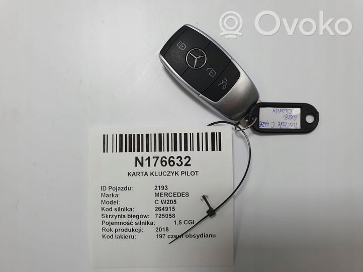 Mercedes-Benz C W205 Virta-avain/kortti A2059053416