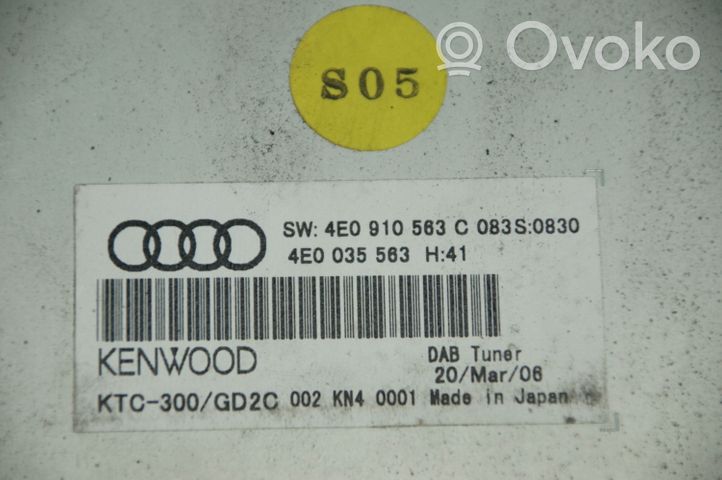 Audi A8 S8 D3 4E Antennin ohjainlaite 4E0035563 ANTENY