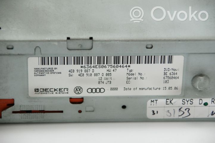 Audi A8 S8 D3 4E Lecteur de carte 4E0919887D