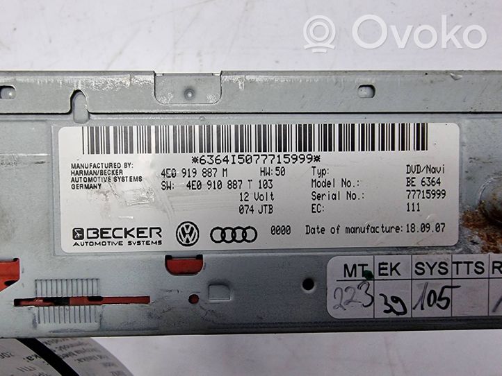 Audi A6 S6 C6 4F Chiave/comando di accensione (usato) 4E0919887M