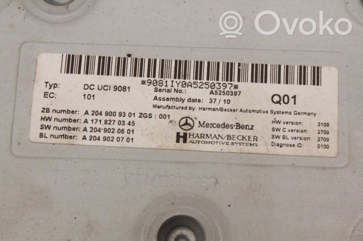 Mercedes-Benz E W212 Videon ohjainlaite A2049009301