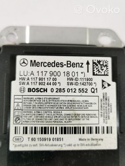 Mercedes-Benz A W176 Module de contrôle airbag A1179001801