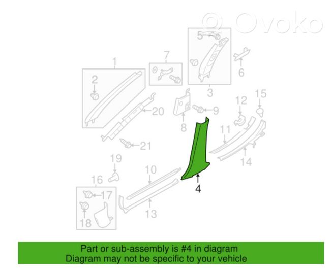 Subaru Legacy Rivestimento montante (B) (fondo) 94022AG