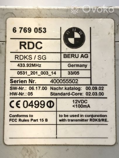 BMW 7 E65 E66 Rengaspaineen valvontayksikkö 6769053