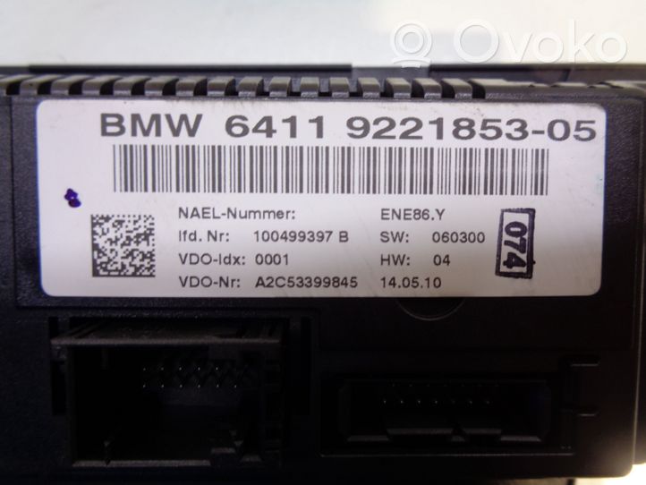 BMW 3 E90 E91 Oro kondicionieriaus/ klimato/ pečiuko valdymo blokas (salone) 9221853