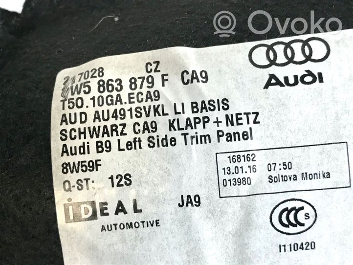 Audi A4 S4 B9 Panneau, garniture de coffre latérale 8W5863879F