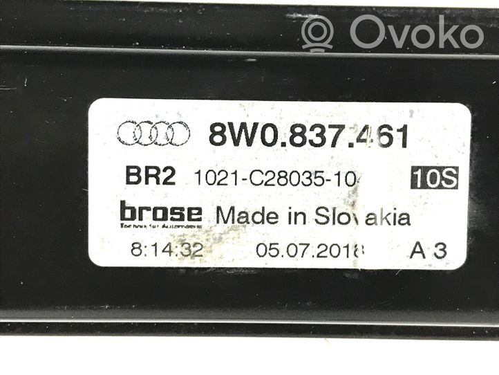 Audi A4 S4 B9 Mechanizm podnoszenia szyby przedniej bez silnika 8W0837461