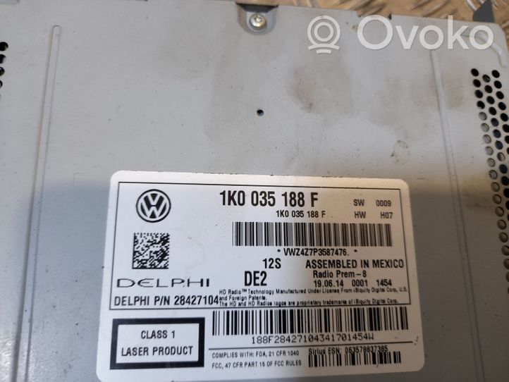 Volkswagen PASSAT B7 USA Radio/CD/DVD/GPS-pääyksikkö 1K0035188F