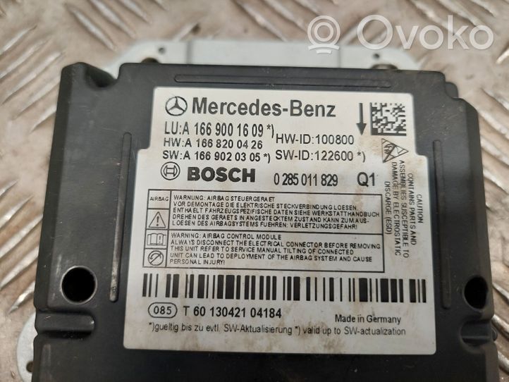 Mercedes-Benz GL X166 Centralina/modulo airbag A1669001609