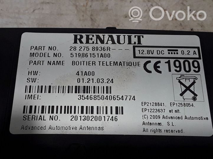 Renault Captur GPS navigation control unit/module 282758936R