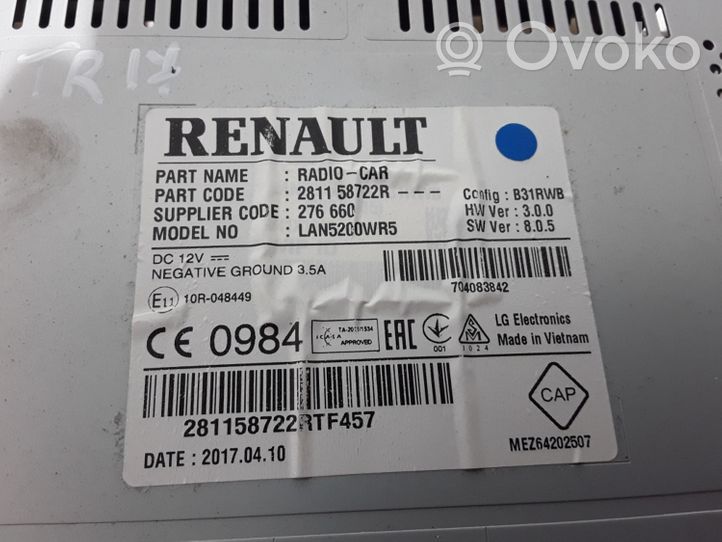 Renault Trafic III (X82) Radio/CD/DVD/GPS-pääyksikkö 281158722R