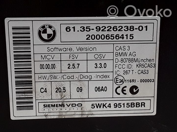 BMW X1 E84 CAS-ohjainlaite/moduuli 9226238