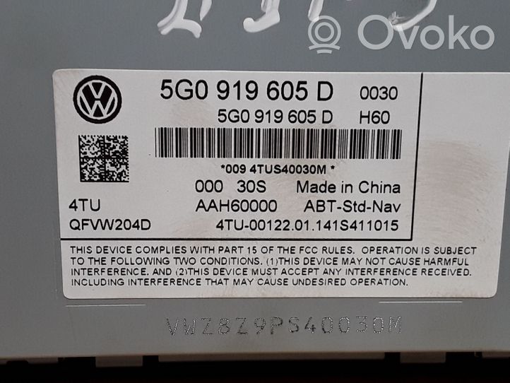 Volkswagen Golf VII Radio/CD/DVD/GPS-pääyksikkö 5G0919605D